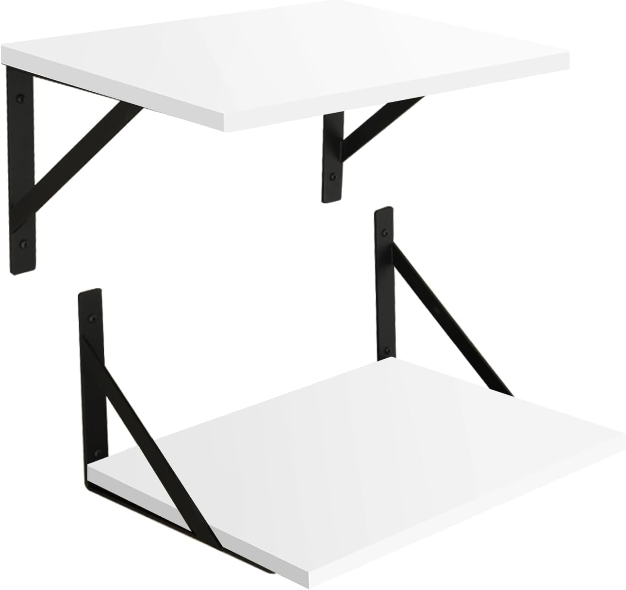 DINZI LVJ Long Wall Shelves, Set of 4, 39.4Inch Wall Mounted Shelves, Floating Shelves for Wall Storage with Metal Brackets, for Living Room, Bathroom, Bedroom, Kitchen, White and Gold