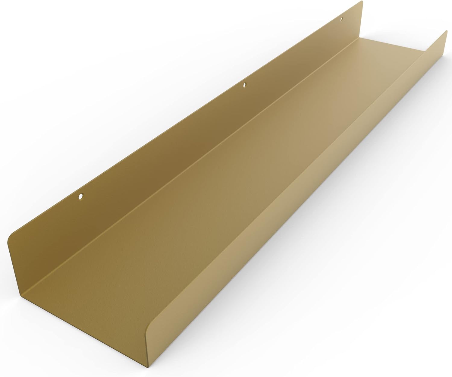 DIY CARTEL Made in USA Floating Metal Wall Shelf Picture Ledge - USA Manufactured Steel - Industrial Heavy Duty Modern Farmhouse Rustic Designed Shelf (24in Gold)