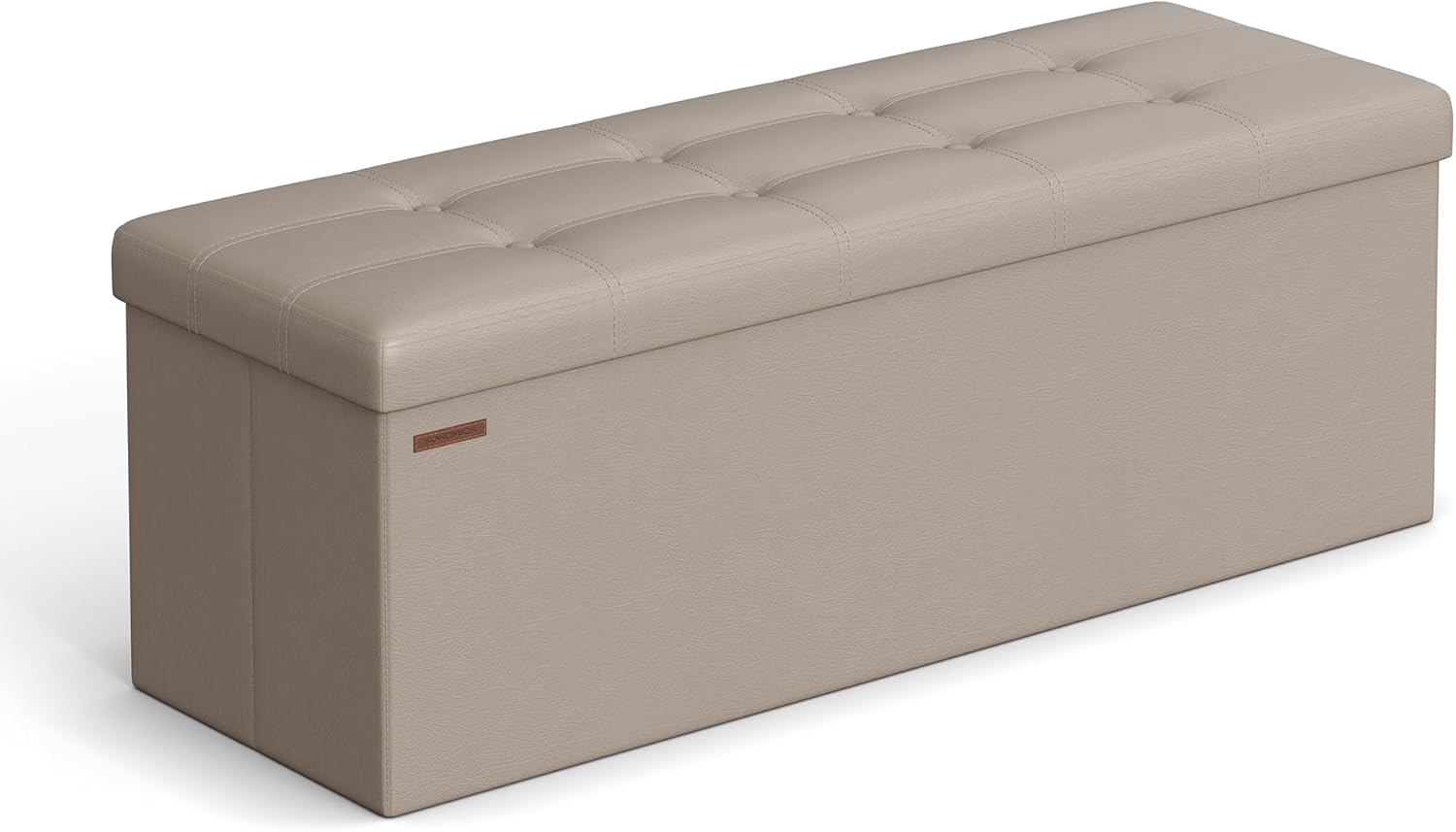 SONGMICS MAZIE Collection - 43 Inches Folding Storage Ottoman Bench, Ottoman with Storage, Foot Rest Stool, Load 660 lb, for Living Room, Synthetic Leather, Black ULSF701