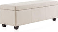 BELLEZE Storage Faux Leather Ottoman, 47 Inch Bench Bedroom Bench with Safety Close Hinge, Extra Long Ottoman with Storage for Living Room, Entryway, Hallway, Foot Rest, Support 300lbs - Beige