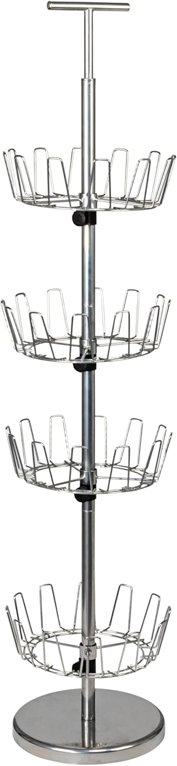 Household Essentials 2139-1 Metal Four-Tier Adjustable Revolving Shoe Rack | Holds up to 24 Pairs of Shoes | Antique Bronze Finish