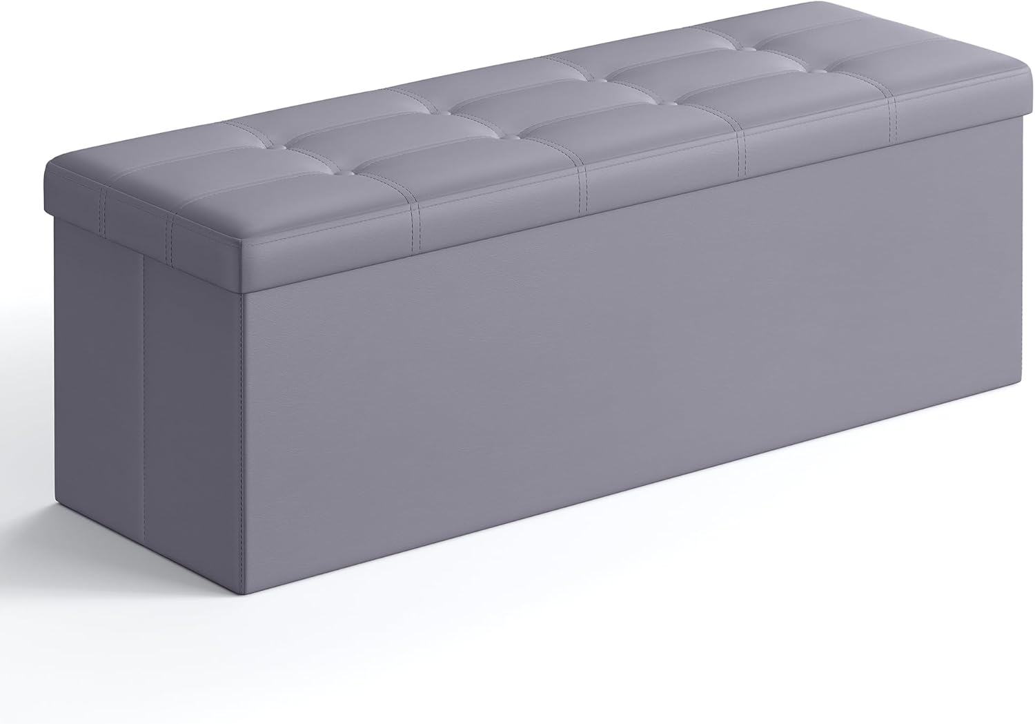 SONGMICS MAZIE Collection - 43 Inches Folding Storage Ottoman Bench, Ottoman with Storage, Foot Rest Stool, Load 660 lb, for Living Room, Synthetic Leather, Black ULSF701