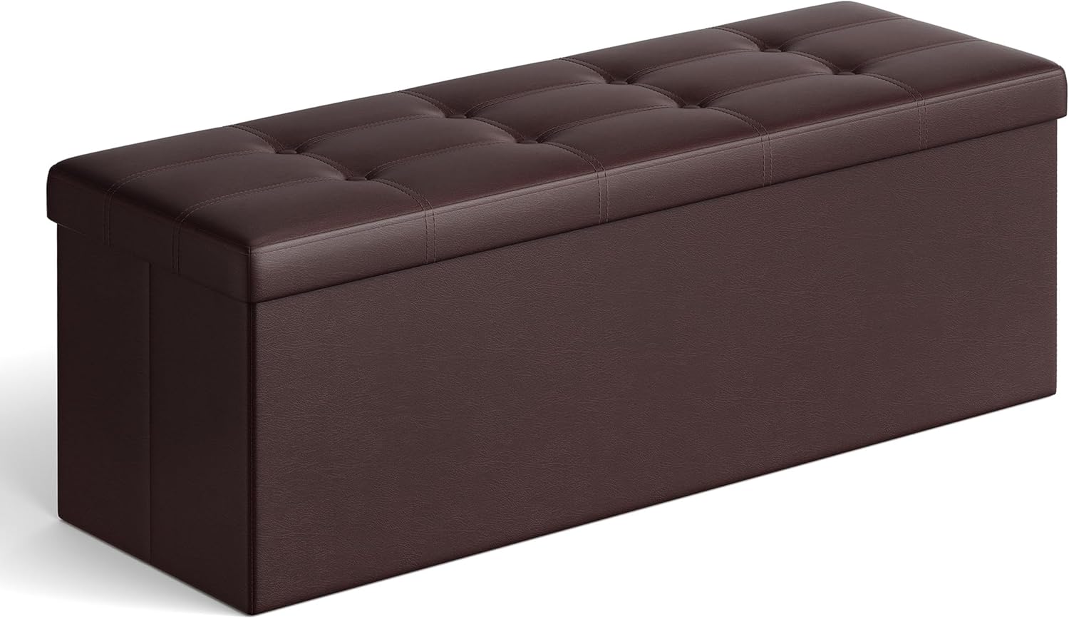SONGMICS MAZIE Collection - 43 Inches Folding Storage Ottoman Bench, Ottoman with Storage, Foot Rest Stool, Load 660 lb, for Living Room, Synthetic Leather, Black ULSF701