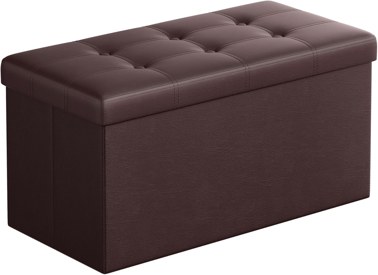 SONGMICS MAZIE Collection - 43 Inches Folding Storage Ottoman Bench, Ottoman with Storage, Foot Rest Stool, Load 660 lb, for Living Room, Synthetic Leather, Black ULSF701