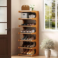 7-Tier Vertical Shoe Rack, Bamboo Free Standing Shoe Rack Shelf, Shoe Storage Stand, Entryway Shoe Tower, Vertical Shoe Organizer for Narrow Closet, Entryway, Hallway