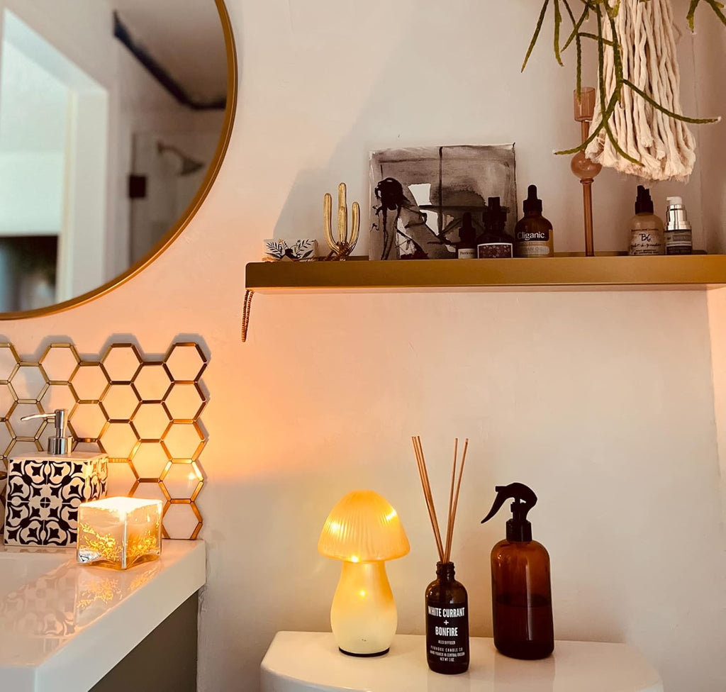 DIY CARTEL Made in USA Floating Metal Wall Shelf Picture Ledge - USA Manufactured Steel - Industrial Heavy Duty Modern Farmhouse Rustic Designed Shelf (24in Gold)