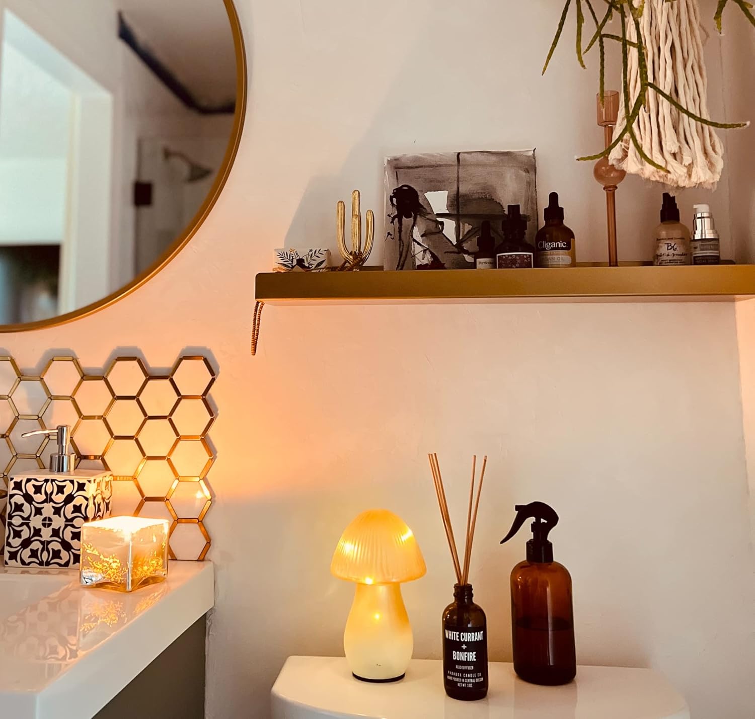 DIY CARTEL Made in USA Floating Metal Wall Shelf Picture Ledge - USA Manufactured Steel - Industrial Heavy Duty Modern Farmhouse Rustic Designed Shelf (24in Gold)