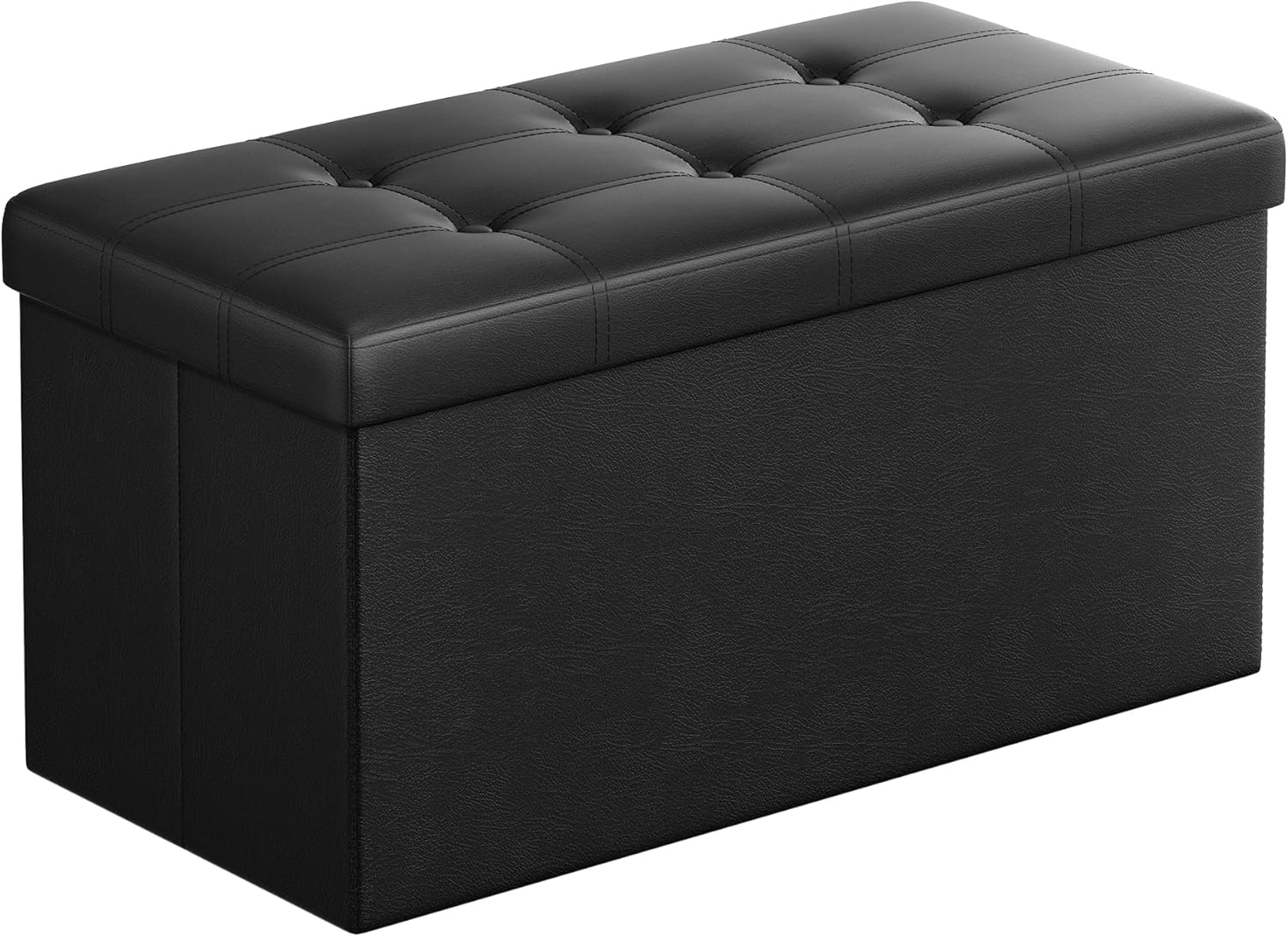 SONGMICS MAZIE Collection - 43 Inches Folding Storage Ottoman Bench, Ottoman with Storage, Foot Rest Stool, Load 660 lb, for Living Room, Synthetic Leather, Black ULSF701