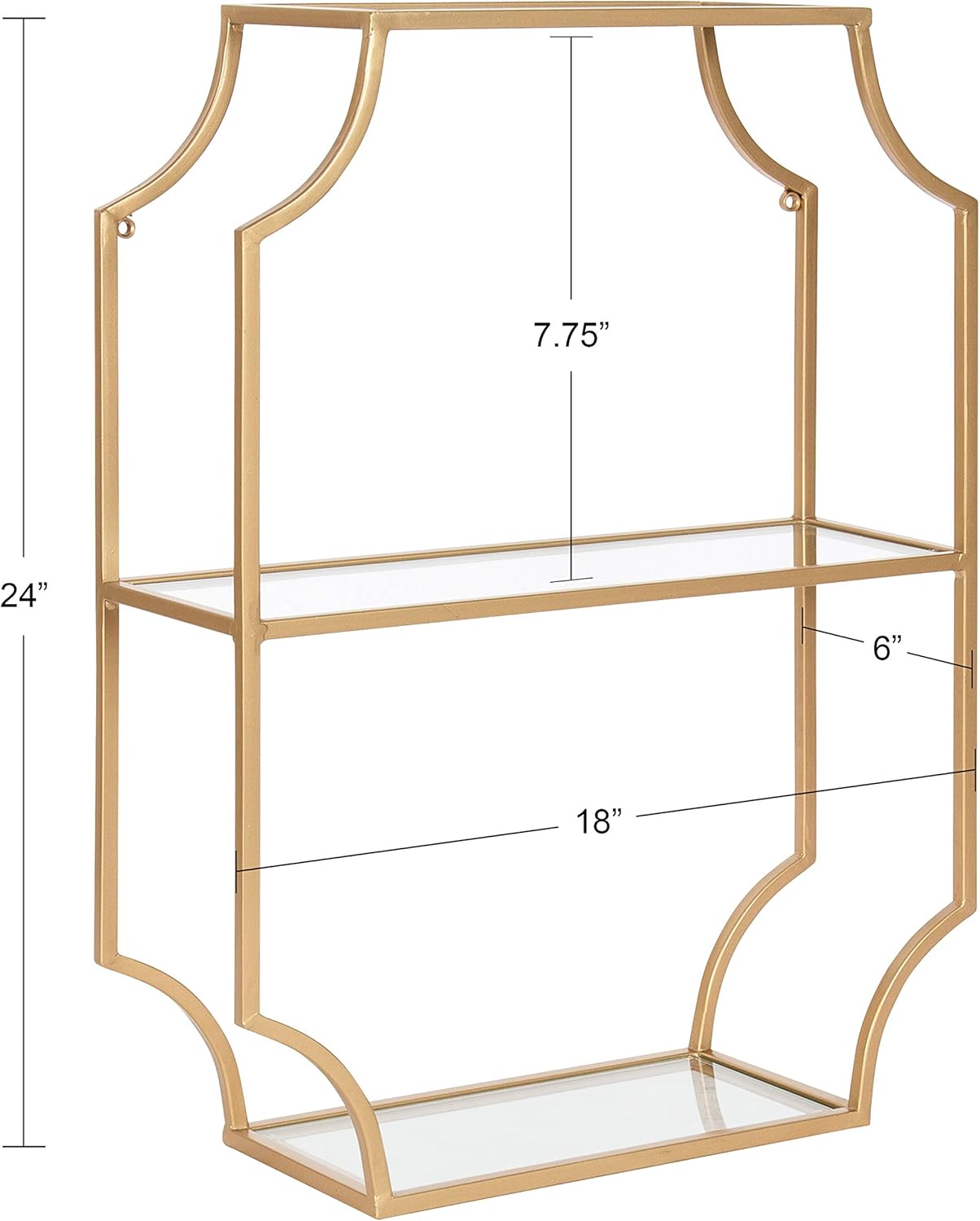 Kate and Laurel Ciel Glam Geometric Wall Shelf, 18 x 24, Gold, Decorative Shelves for Storage and Display